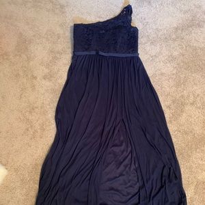 Navy one shoulder bridesmaid dress size 14